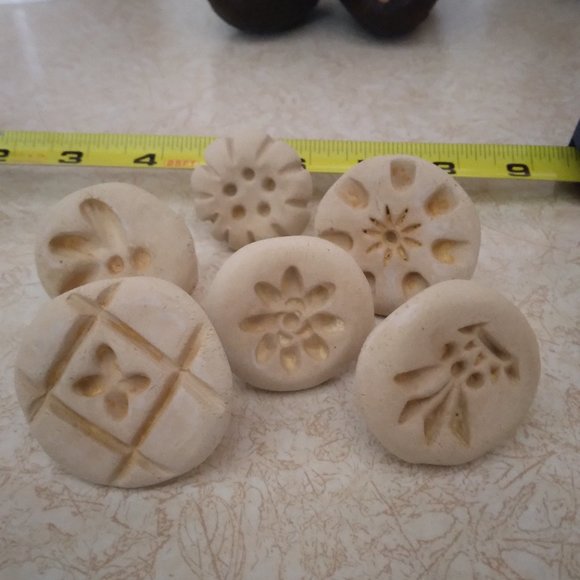 Cookie Stamps, 6 Items, Kilned Clay with Carrying Case and Shortbread Recipe - Picture 1 of 5